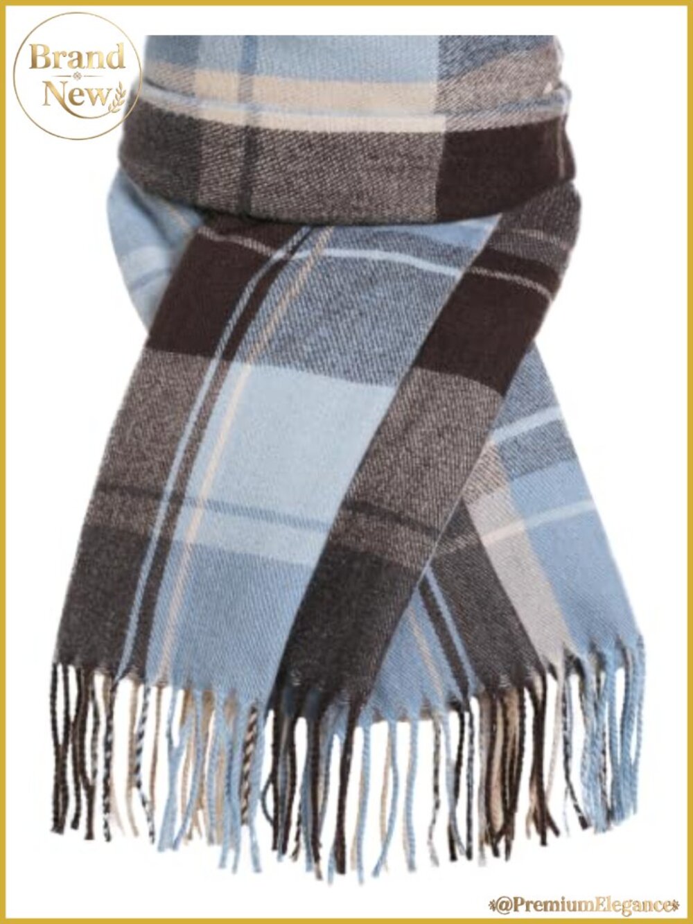 Oversized Plaid Winter Scarf Cashmere Feel Tassel Shawl Wrap